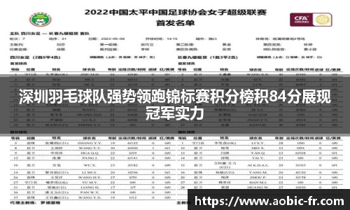 深圳羽毛球队强势领跑锦标赛积分榜积84分展现冠军实力